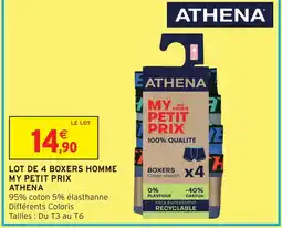 Intermarché Hyper Athena lot de 4 boxers homme my petit prix offre