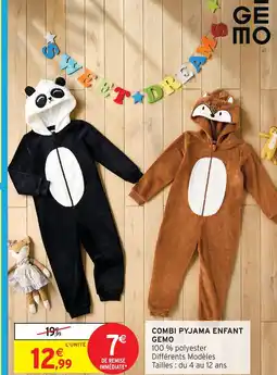 Intermarché Hyper Gemo combi pyjama enfant offre