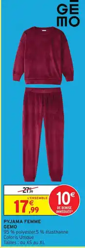 Intermarché Hyper Gemo pyjama femme offre