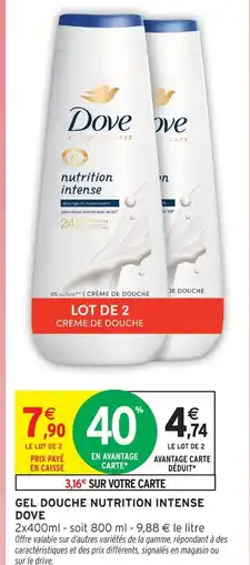 Intermarché Dove gel douche nutrition intense offre