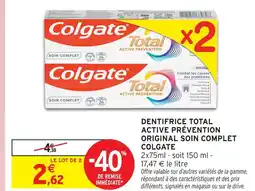 Intermarché Colgate total active prévention original soin complet offre