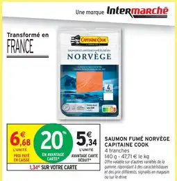 Intermarché Capitaine cook saumon fumé norvège 4 tranches offre