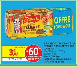 Intermarché Zapetti la sauce italienne à la viande rôtie offre éco offre