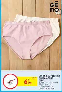 Intermarché Gemo lot de 2 slips femme sans couture offre
