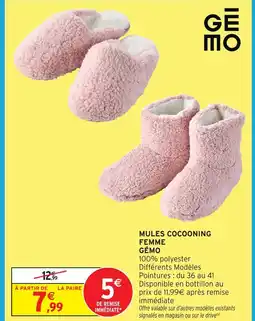 Intermarché Gémo mules cocooning femme offre