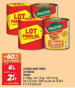 Netto Panzani le ravioli sauce tomate lot familial offre