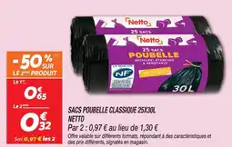 Netto Netto sacs poubelle classique 25x30l offre