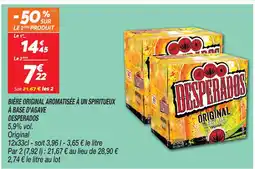 Netto Desperados bière original aromatisée à un spiritueux à base d'agave offre