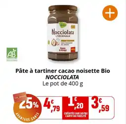 Coccinelle Express Pâte à tartiner cacao noisette bio nocciolata offre