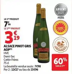 Auchan Supermarché Cattin frères - alsace pinot gris aop offre