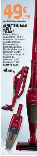 E.Leclerc Elsay - aspirateur balai 2 en 1 offre