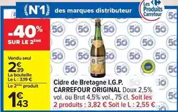 Carrefour Carrefour - cidre de bretagne i.g.p. original offre