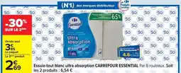 Carrefour Carrefour - essuie-tout blanc ultra absorption essential offre
