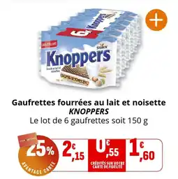 Coccinelle Express Gaufrettes fourrées au lait et noisette knoppers offre