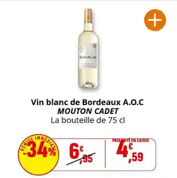 Coccinelle Express Vin blanc de bordeaux a.o.c mouton cadet offre