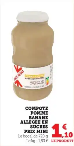 Super U Compote pomme banane allegee en sucres prix mini offre