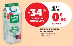 Super U Sucre en poudre saint louis offre