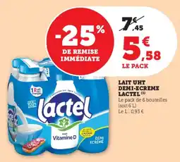 Super U Lait uht demi-ecreme lactel offre