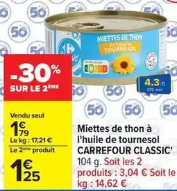 Carrefour Drive Carrefour classic - miettes de thon à l'huile de tournesol offre