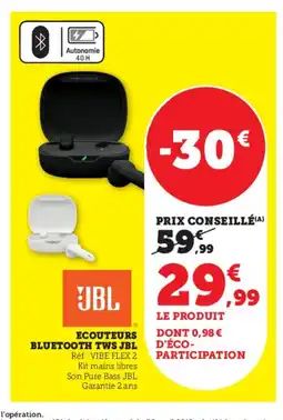 Hyper U JBL Ecouteurs bluetooth tws offre