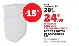 Hyper U Lot de 3 boîtes de rangement offre