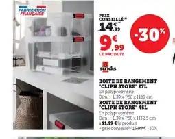Hyper U SUNDIS Boite de rangement clipn store offre