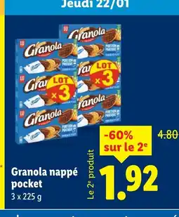 Lidl GRANOLA nappé pocket offre