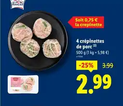 Lidl 4 crépinettes de porc offre