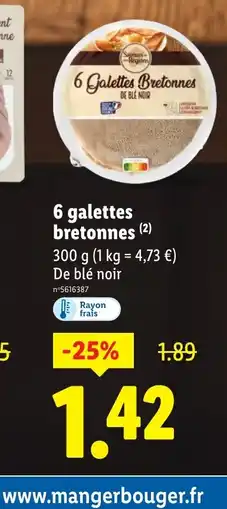 Lidl 6 galettes bretonnes offre