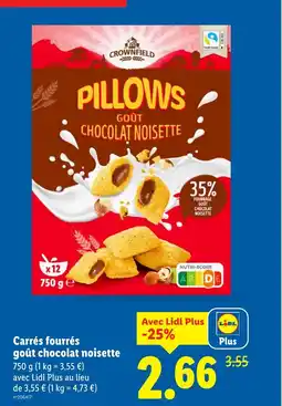 Lidl Carrés fourrés goût chocolat noisette offre