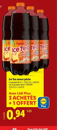 Lidl Ice Tea saveur pêche offre