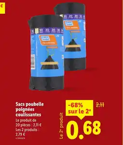 Lidl Sacs poubelle poignées coulissantes offre