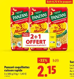 Lidl PANZANI coquillettes cuisson rapide offre