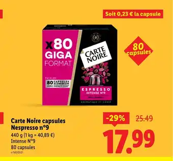 CARTE NOIRE capsules Nespresso n°9