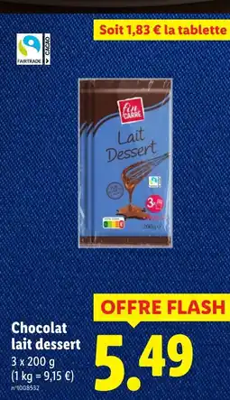 Lidl Chocolat lait dessert offre