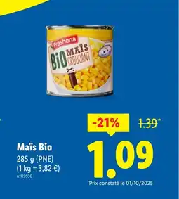 Lidl Maïs Bio offre