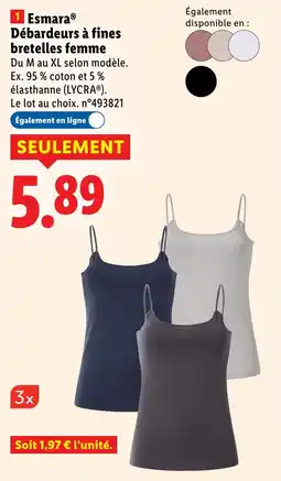 Lidl ESMARA Débardeurs à fines bretelles femme offre