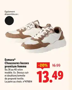 Lidl ESMARA Chaussures basses premium femme offre