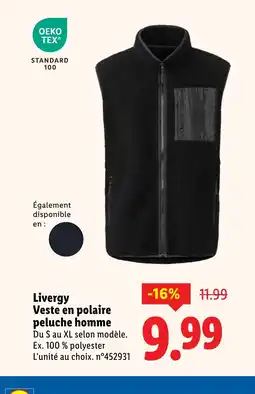 Lidl LIVERGY Veste en polaire peluche homme offre