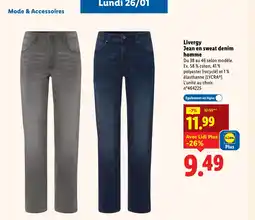 Lidl LIVERGY Jean en sweat denim homme offre