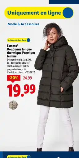 Lidl ESMARA Doudoune longue thermique Premium femme offre