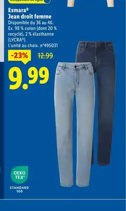 Lidl ESMARA Jean droit femme offre