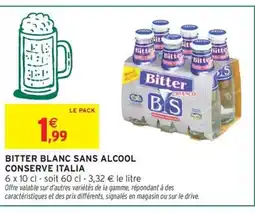 Intermarché Hyper BITTER Blanc sans alcool conserve italia offre