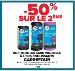 Carrefour Sur tous les sacs poubelle à liens coulissants carrefour offre