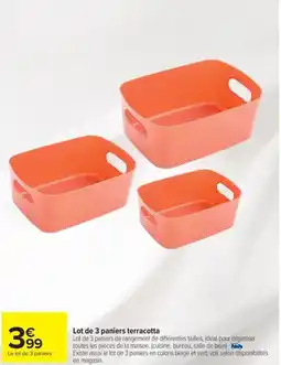 Carrefour Lot de 3 paniers terracotta offre