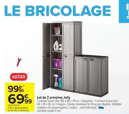 Carrefour KETER Lot de 2 armoires Jolly offre