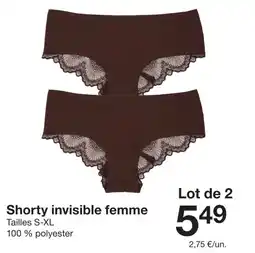 Zeeman Shorty invisible femme offre