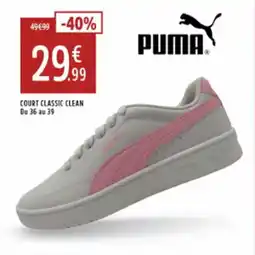 Intersport PUMA Court classic clean du 36 au 39 offre