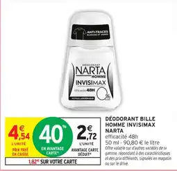 Intermarché Contact Déodorant bille homme invisimax narta offre