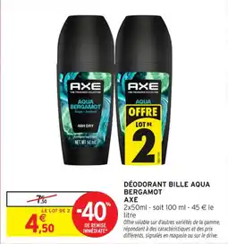 Intermarché Contact Déodorant bille aqua bergamot axe offre
